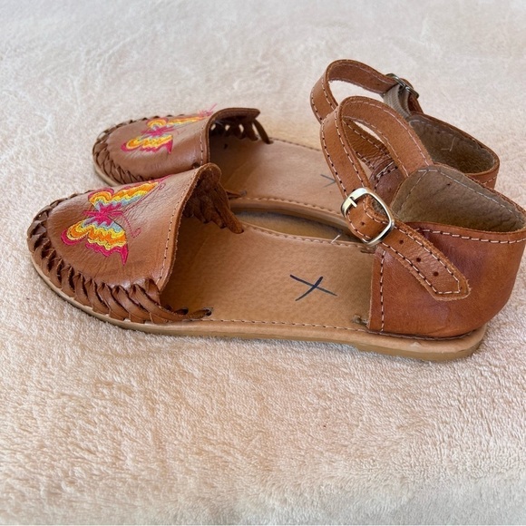 MEXICAN HUARACHES LEATHER BUTTERFLY EMBROIDERED ANKLE STRAP SIZE 8 - Picture 8 of 10